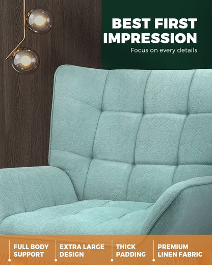 Oikiture Armchair Accent Chairs Sofa Lounge Fabric Upholstered Tub Chair Blue-Armchairs-PEROZ Accessories