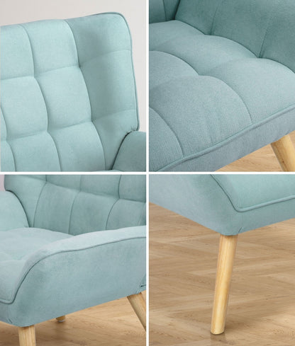 Oikiture Armchair Accent Chairs Sofa Lounge Fabric Upholstered Tub Chair Blue-Armchairs-PEROZ Accessories