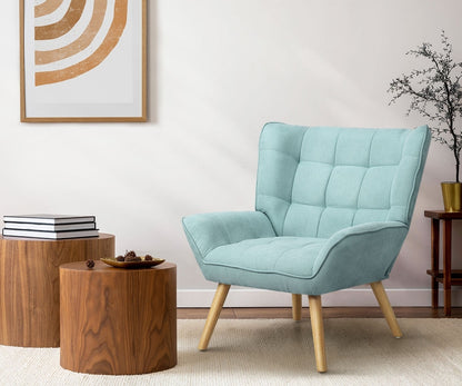 Oikiture 2x Armchair Sofa Lounge Fabric Upholstered Tub Blue-Armchair-PEROZ Accessories