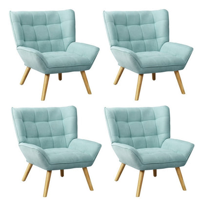 Oikiture 4x Armchair Sofa Lounge Fabric Upholstered Tub Blue-Armchair-PEROZ Accessories