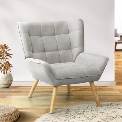 Oikiture Armchair Accent Chairs Sofa Lounge Fabric Upholstered Tub Chair Grey-Armchairs-PEROZ Accessories
