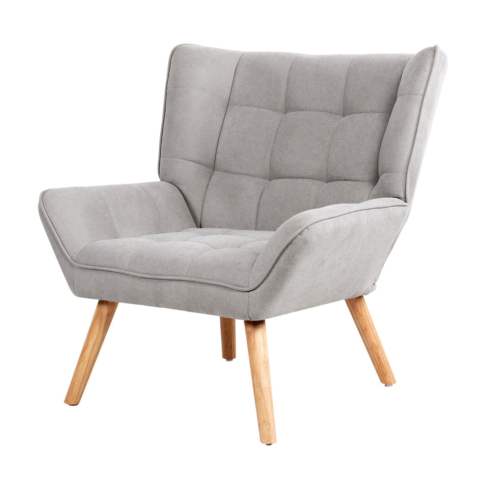 Oikiture Armchair Accent Chairs Sofa Lounge Fabric Upholstered Tub Chair Grey-Armchairs-PEROZ Accessories