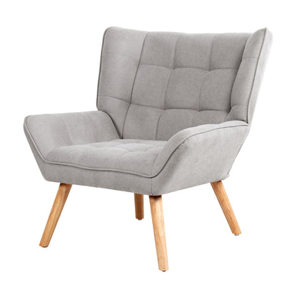 Oikiture Armchair Accent Chairs Sofa Lounge Fabric Upholstered Tub Chair Grey-Armchairs-PEROZ Accessories