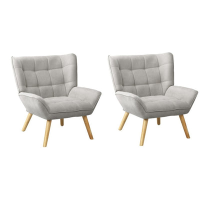 Oikiture 2x Armchair Sofa Lounge Fabric Upholstered Tub Grey-Armchair-PEROZ Accessories