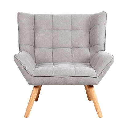 Oikiture 2x Armchair Sofa Lounge Fabric Upholstered Tub Grey-Armchair-PEROZ Accessories