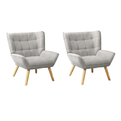 Oikiture 2x Armchair Sofa Lounge Fabric Upholstered Tub Grey-Armchair-PEROZ Accessories