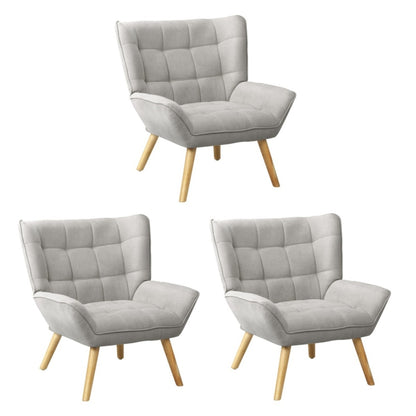 Oikiture 3x Armchair Sofa Lounge Fabric Upholstered Tub Grey-Armchair-PEROZ Accessories