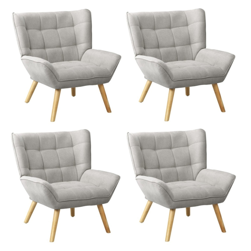 Oikiture 4x Armchair Sofa Lounge Fabric Upholstered Tub Grey-Armchair-PEROZ Accessories