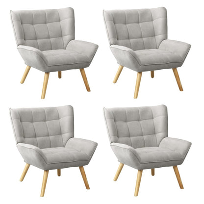 Oikiture 4x Armchair Sofa Lounge Fabric Upholstered Tub Grey-Armchair-PEROZ Accessories