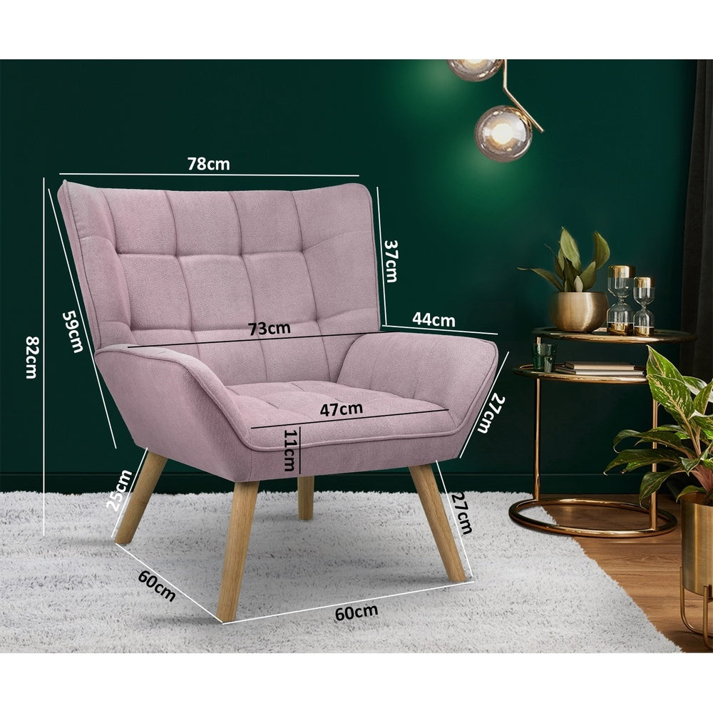 Oikiture Armchair Accent Chairs Sofa Lounge Fabric Upholstered Tub Chair Pink-Armchairs-PEROZ Accessories