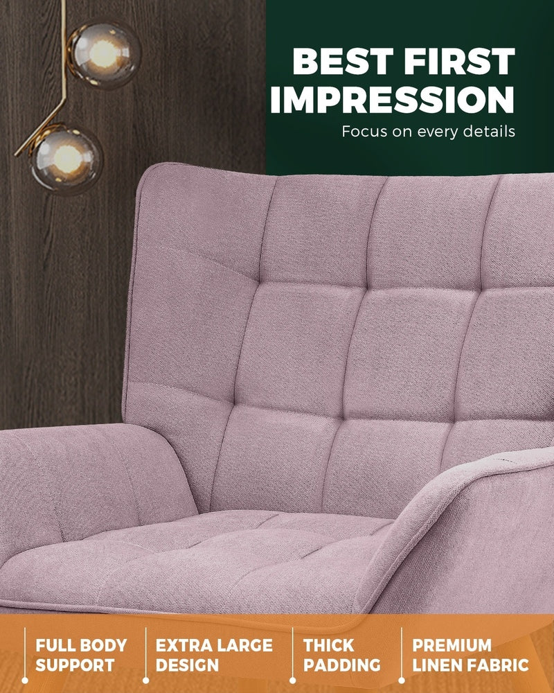 Oikiture Armchair Accent Chairs Sofa Lounge Fabric Upholstered Tub Chair Pink-Armchairs-PEROZ Accessories
