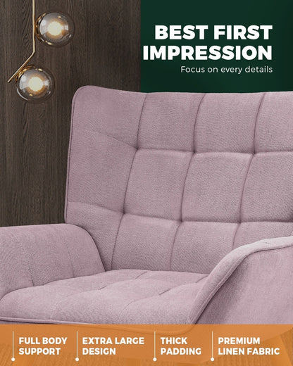 Oikiture Armchair Accent Chairs Sofa Lounge Fabric Upholstered Tub Chair Pink-Armchairs-PEROZ Accessories