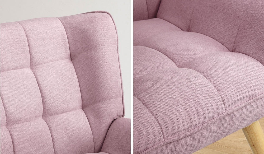 Oikiture Armchair Accent Chairs Sofa Lounge Fabric Upholstered Tub Chair Pink-Armchairs-PEROZ Accessories