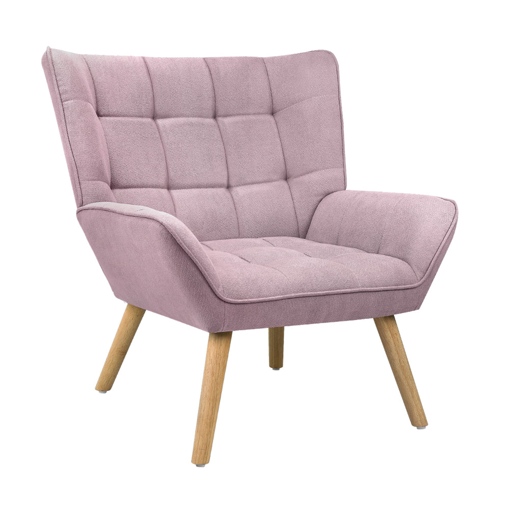 Oikiture 4x Armchair Sofa Lounge Fabric Upholstered Tub Pink-Armchair-PEROZ Accessories