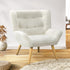 Oikiture Armchair Sofa Lounge Sherpa Upholstered White-Armchairs-PEROZ Accessories