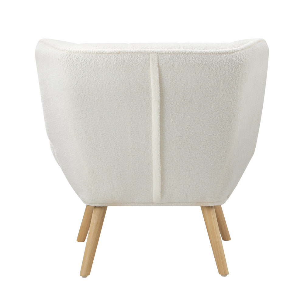 Oikiture Armchair Sofa Lounge Sherpa Upholstered White-Armchairs-PEROZ Accessories