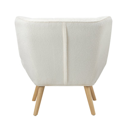 Oikiture Armchair Sofa Lounge Sherpa Upholstered White-Armchairs-PEROZ Accessories