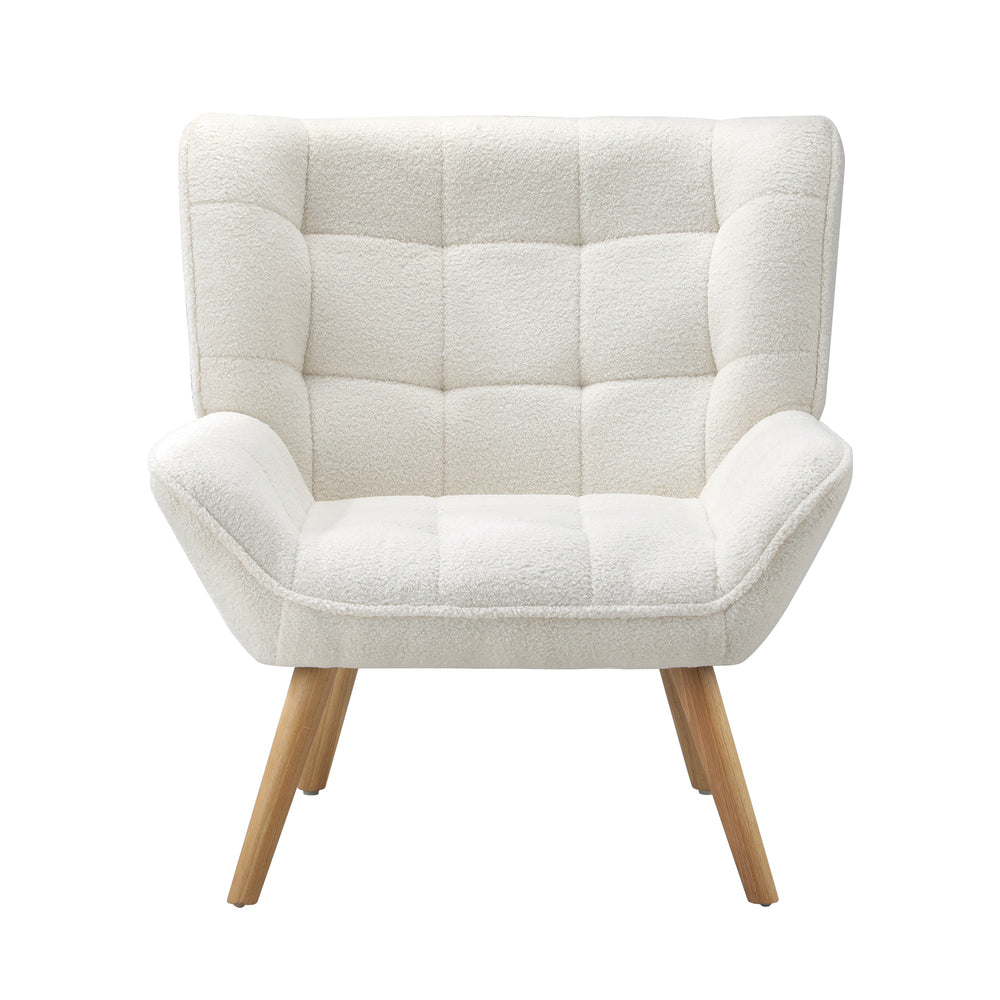 Oikiture 3x Armchair Sofa Lounge Sherpa Upholstered Tub White-Armchair-PEROZ Accessories