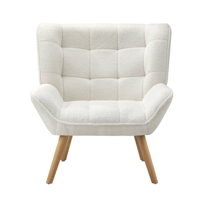 Oikiture 3x Armchair Sofa Lounge Sherpa Upholstered Tub White-Armchair-PEROZ Accessories
