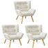 Oikiture 3x Armchair Sofa Lounge Sherpa Upholstered Tub White-Armchair-PEROZ Accessories