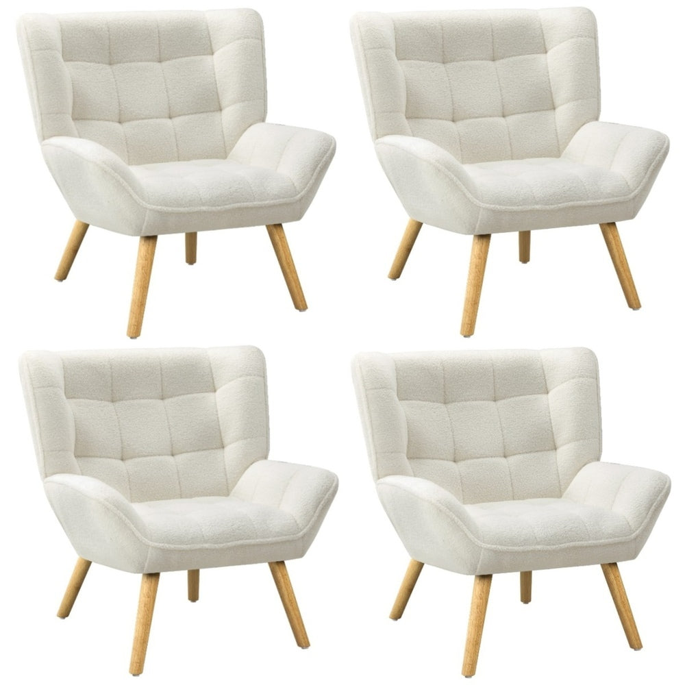 Oikiture 4x Armchair Sofa Lounge Sherpa Upholstered Tub White-Armchair-PEROZ Accessories