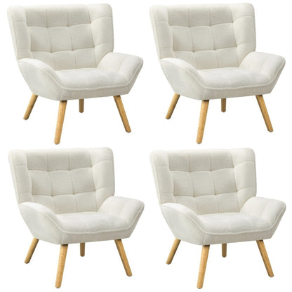 Oikiture 4x Armchair Sofa Lounge Sherpa Upholstered Tub White-Armchair-PEROZ Accessories