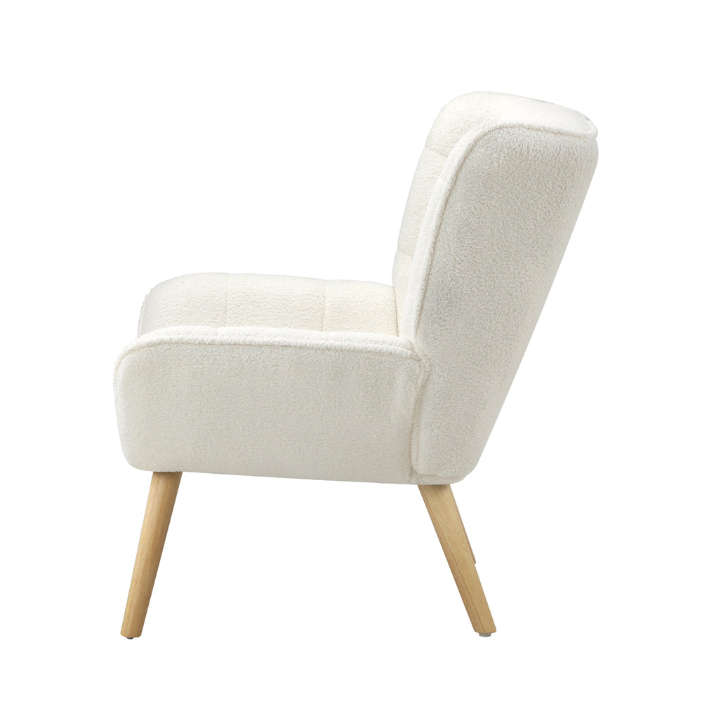 Oikiture 4x Armchair Sofa Lounge Sherpa Upholstered Tub White-Armchair-PEROZ Accessories