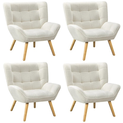 Oikiture 4x Armchair Sofa Lounge Sherpa Upholstered Tub White-Armchair-PEROZ Accessories