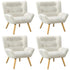 Oikiture 4x Armchair Sofa Lounge Sherpa Upholstered Tub White-Armchair-PEROZ Accessories