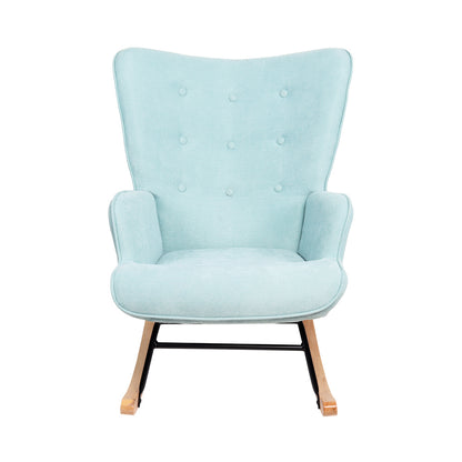 Oikiture Rocking Chair Nursing Armchair Velvet Accent Chairs Upholstered Blue-Armchairs-PEROZ Accessories