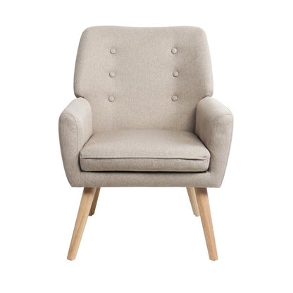 Oikiture Armchair Lounge Chair Linen Accent Armchairs Tub Chairs Sofa Beige-Armchairs-PEROZ Accessories