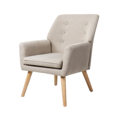 Oikiture Armchair Lounge Chair Linen Accent Armchairs Tub Chairs Sofa Beige-Armchairs-PEROZ Accessories
