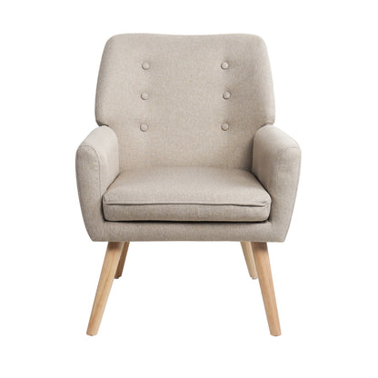 Oikiture 2x Armchair Lounge Chair Linen Tub Chairs Sofa Beige-Armchair-PEROZ Accessories