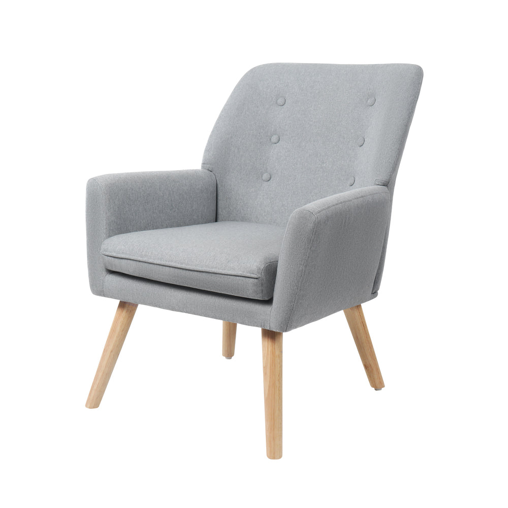 Oikiture Armchair Lounge Chair Linen Accent Armchairs Tub Chairs Sofa Grey-Armchairs-PEROZ Accessories