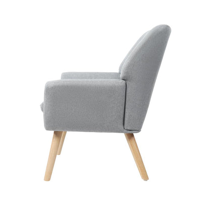 Oikiture Armchair Lounge Chair Linen Accent Armchairs Tub Chairs Sofa Grey-Armchairs-PEROZ Accessories