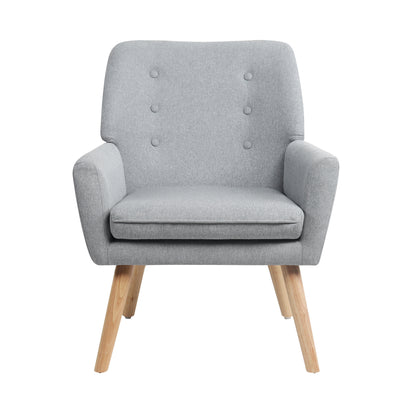 Oikiture 2x Armchair Lounge Chair Linen Tub Chairs Sofa Grey-Armchair-PEROZ Accessories