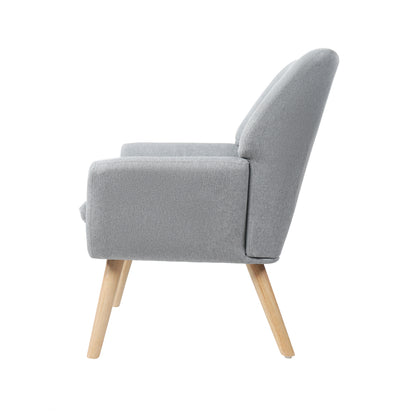 Oikiture 2x Armchair Lounge Chair Linen Tub Chairs Sofa Grey-Armchair-PEROZ Accessories