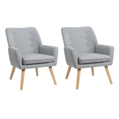 Oikiture 2x Armchair Lounge Chair Linen Tub Chairs Sofa Grey-Armchair-PEROZ Accessories