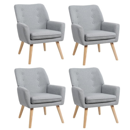 Oikiture 4x Armchair Lounge Chair Linen Tub Chairs Sofa Grey-Armchair-PEROZ Accessories