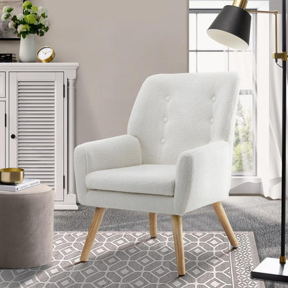 Oikiture Armchair Lounge Chair Sherpa Accent Armchairs Tub Chairs Sofa White-Armchairs-PEROZ Accessories