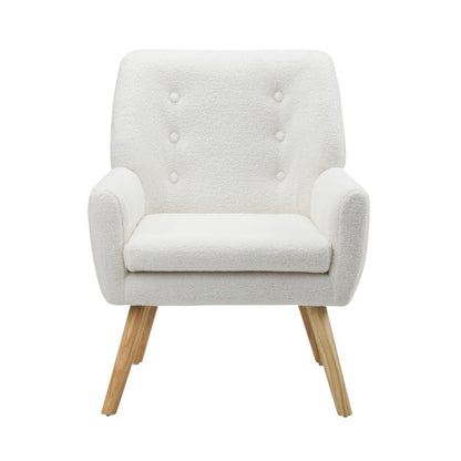 Oikiture Armchair Lounge Chair Sherpa Accent Armchairs Tub Chairs Sofa White-Armchairs-PEROZ Accessories