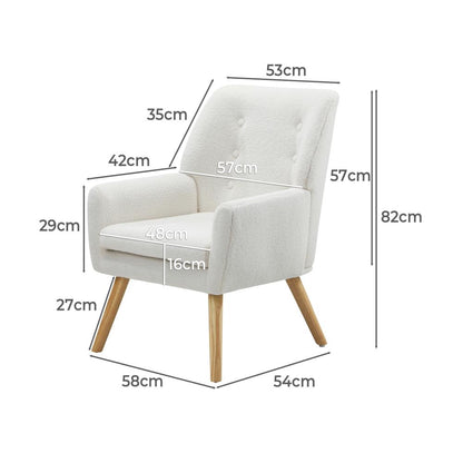 Oikiture Armchair Lounge Chair Sherpa Accent Armchairs Tub Chairs Sofa White-Armchairs-PEROZ Accessories