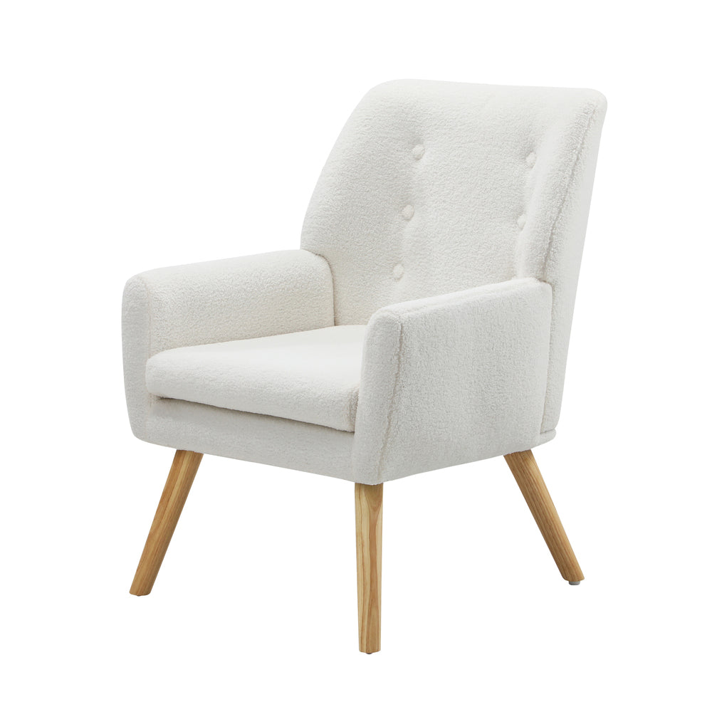 Oikiture Armchair Lounge Chair Sherpa Accent Armchairs Tub Chairs Sofa White-Armchairs-PEROZ Accessories