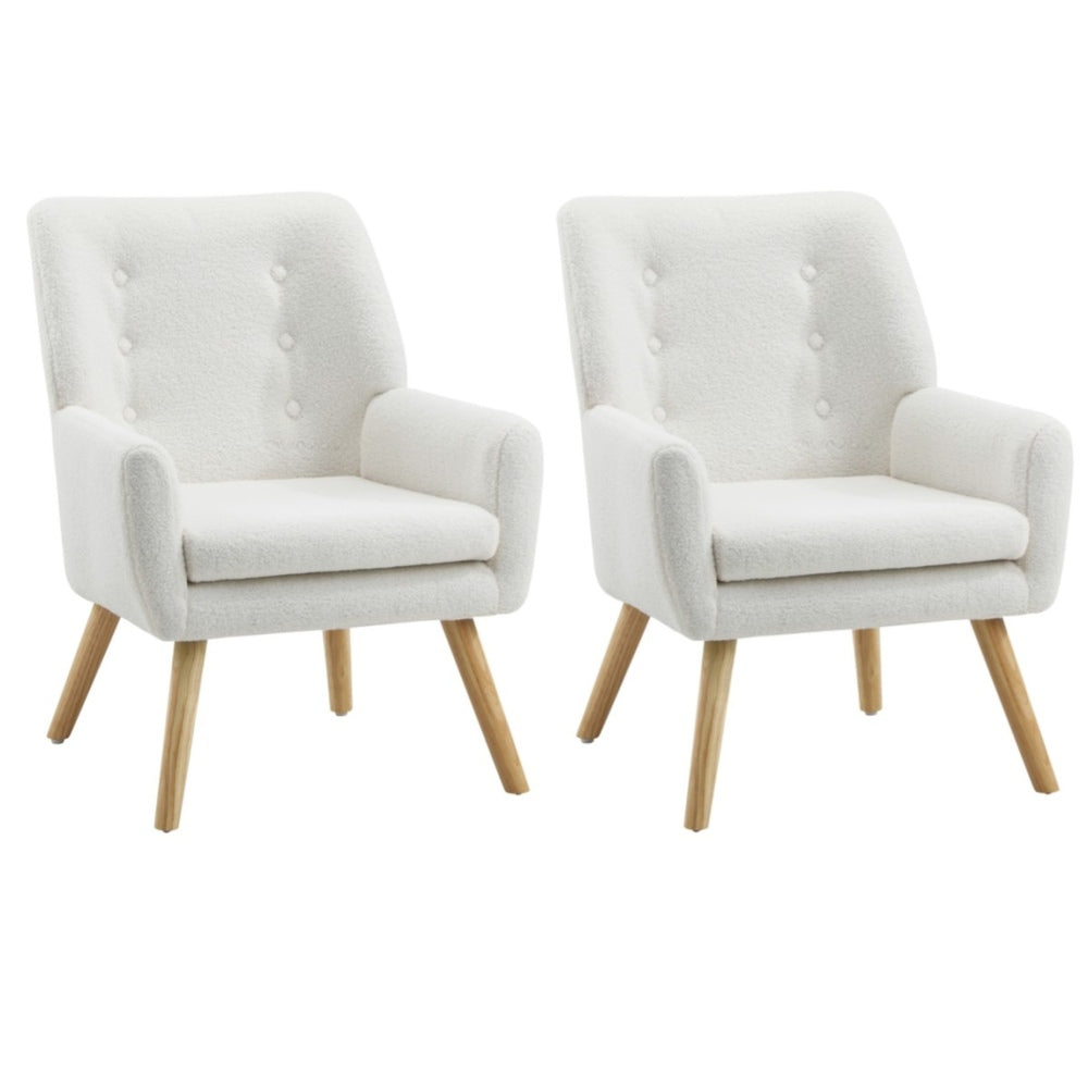 Oikiture 2x Armchair Lounge Chair Sherpa Tub Chairs Sofa White-Armchair-PEROZ Accessories