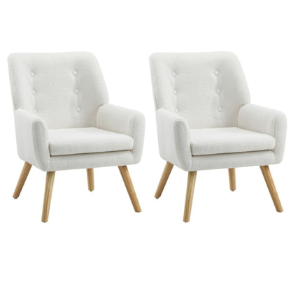 Oikiture 2x Armchair Lounge Chair Sherpa Tub Chairs Sofa White-Armchair-PEROZ Accessories