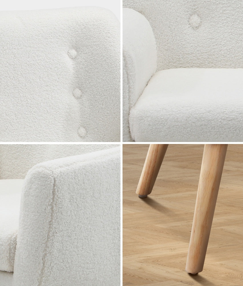 Oikiture 2x Armchair Lounge Chair Sherpa Tub Chairs Sofa White-Armchair-PEROZ Accessories