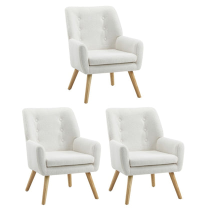 Oikiture 3x Armchair Lounge Chair Sherpa Tub Chairs Sofa White-Armchair-PEROZ Accessories
