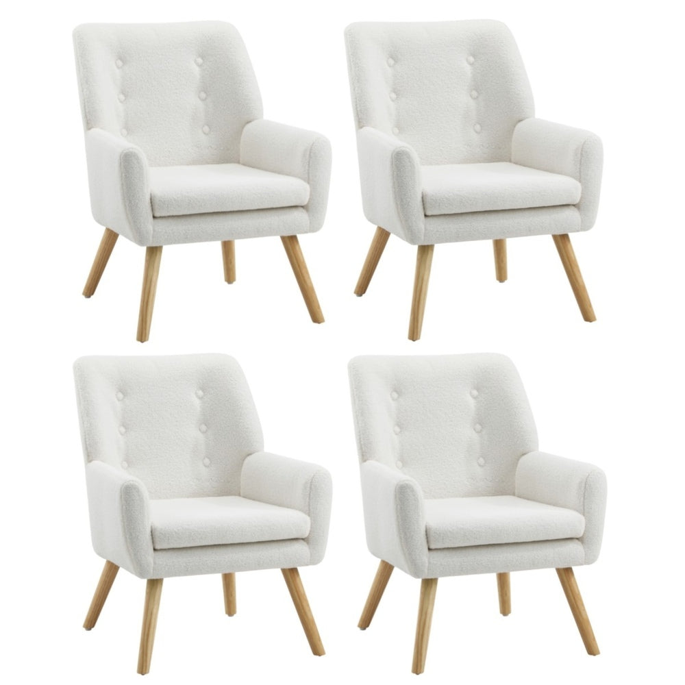 Oikiture 4x Armchair Lounge Chair Sherpa Tub Chairs Sofa White-Armchair-PEROZ Accessories