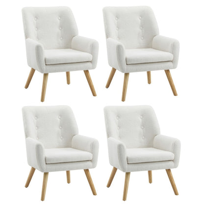 Oikiture 4x Armchair Lounge Chair Sherpa Tub Chairs Sofa White-Armchair-PEROZ Accessories