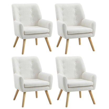 Oikiture 4x Armchair Lounge Chair Sherpa Tub Chairs Sofa White-Armchair-PEROZ Accessories